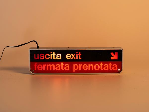 DOUBLE-SIDED ILLUMINATED SIGN FROM A MILAN BUS, 1970S