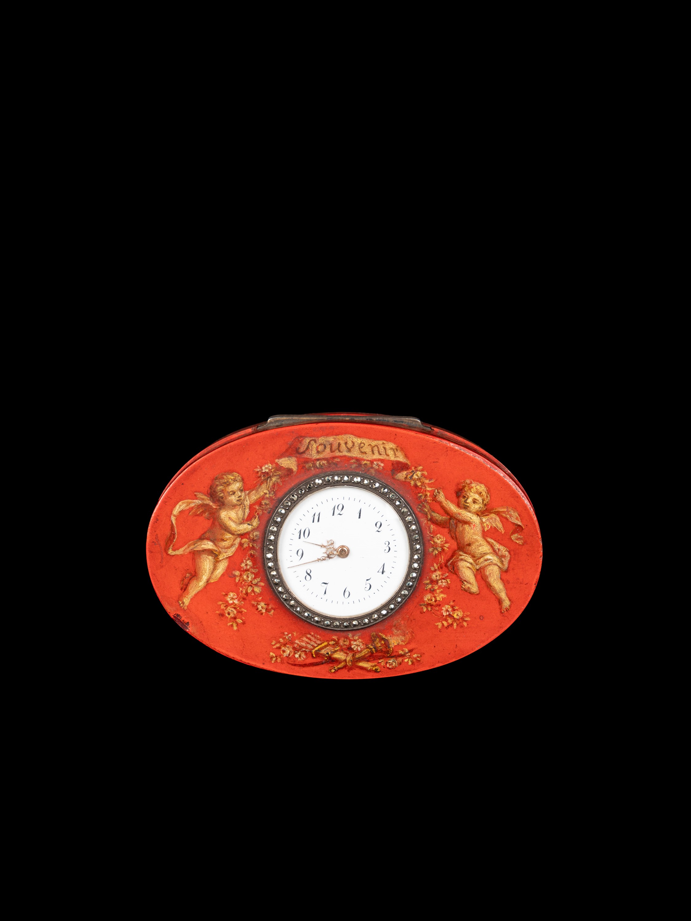 TABACCHIERA LACCATA CON OROLOGIO