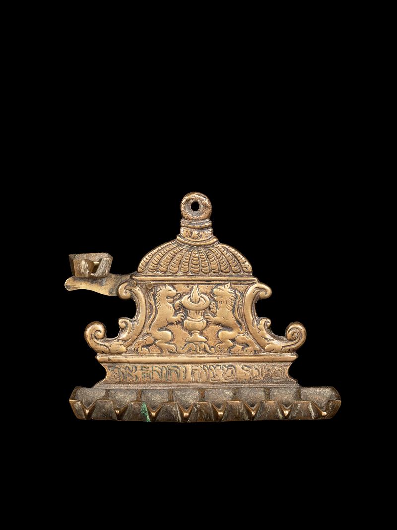 Hannukkiah ebraico, a nove bracci, Firenze XVII secolo