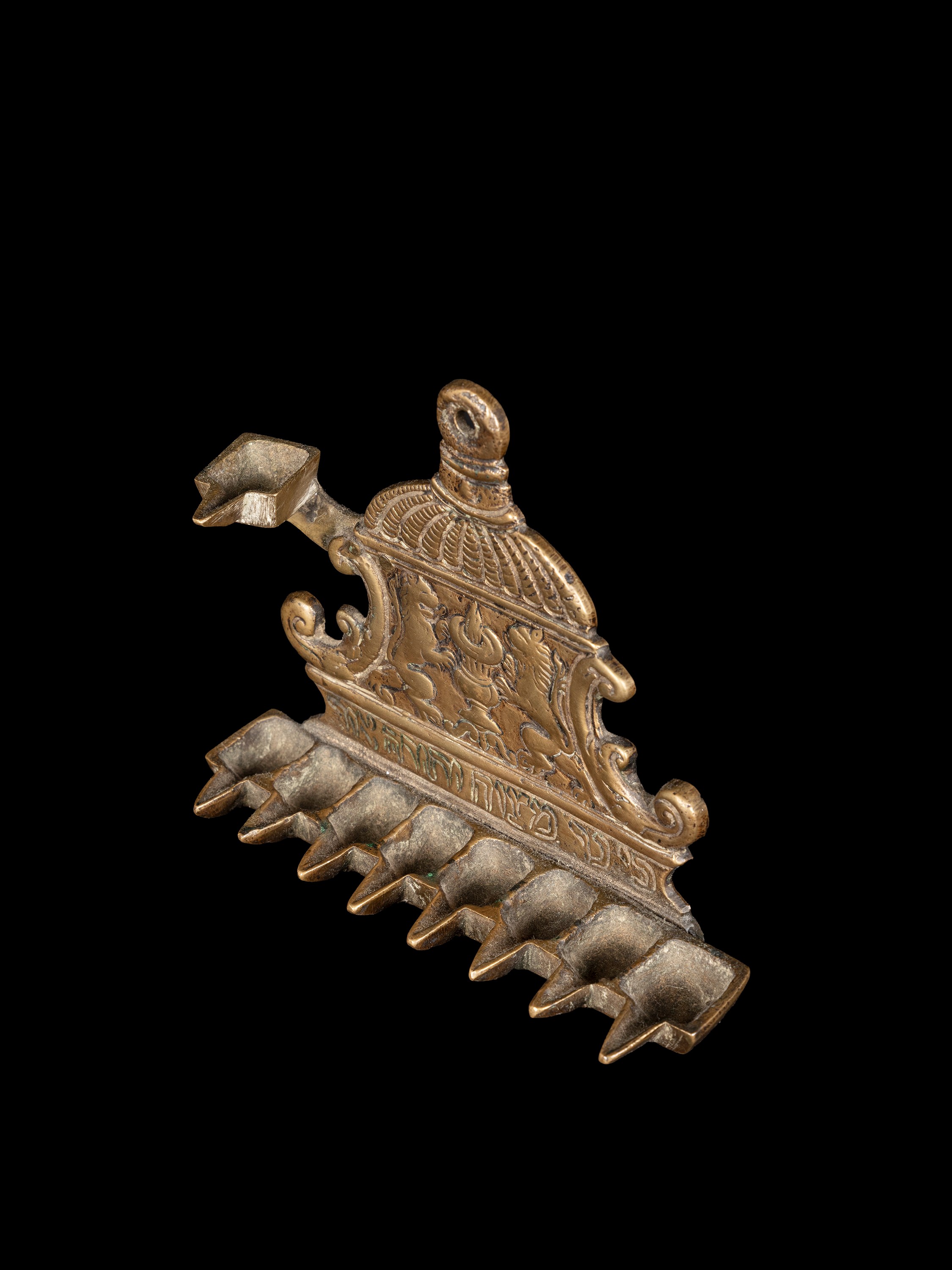 Hannukkiah ebraico, a nove bracci, Firenze XVII secolo