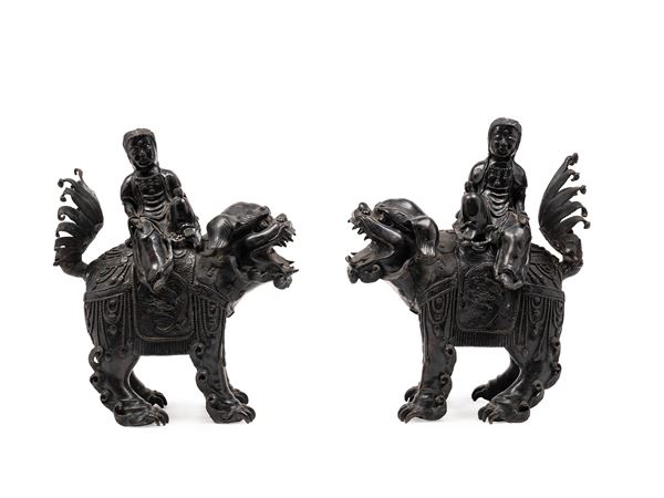 A PAIR OF BRONZE CENSER