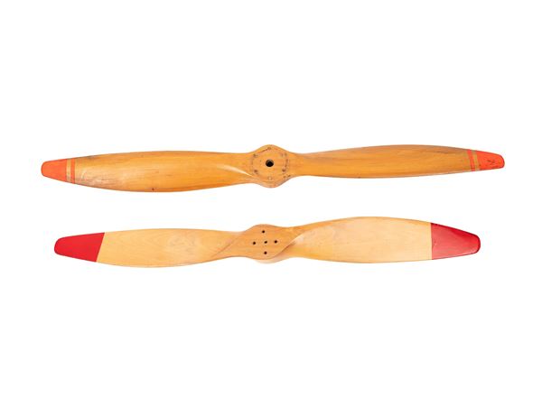 A LOT OF TWO WOODEN AIRPLANE PROPELLERS, 1950s