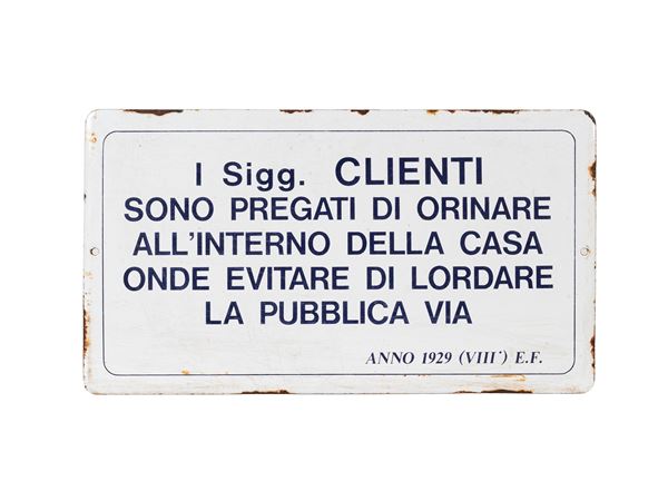 ENAMELED ADVERTISING SIGN