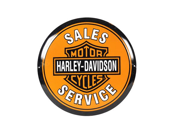 A HARLEY-DAVIDSON CYCLES SERVICE SALES SHIELD SIGN PLAQUE