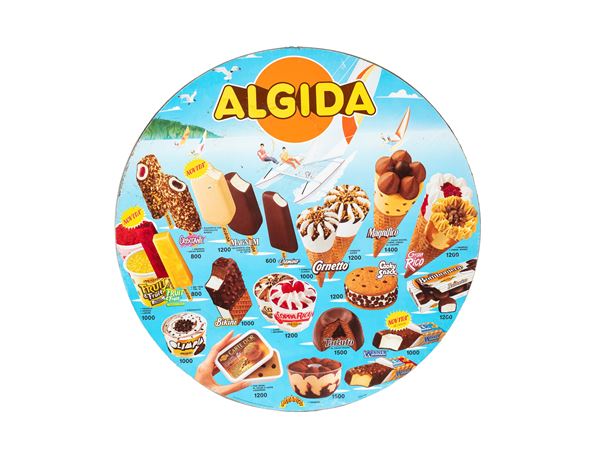 ROUND PRICE LIST SIGN FOR ALGIDA ICE CREAM