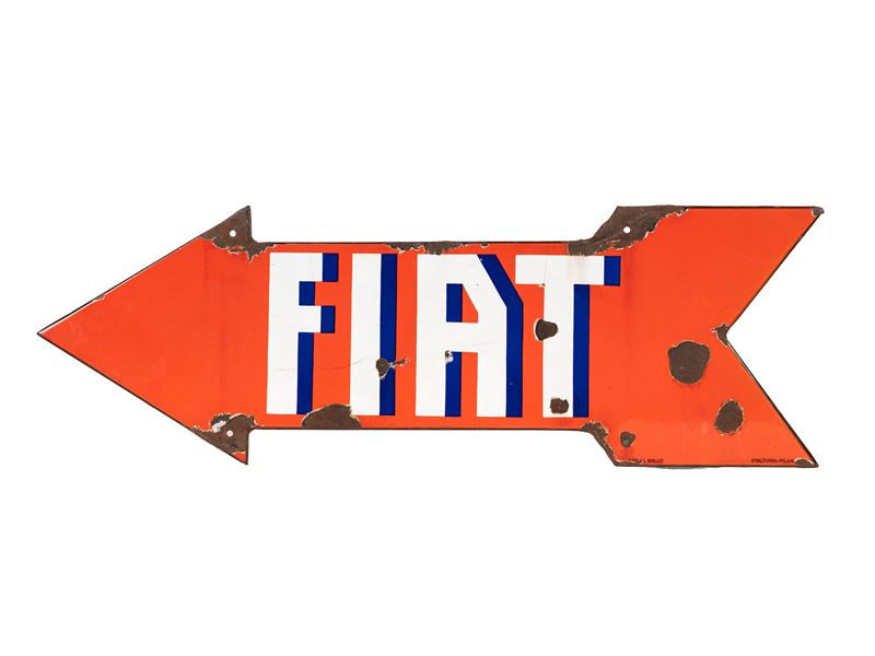 INSEGNA IN METALLO FRECCIA FIAT PUBBLICITARIA