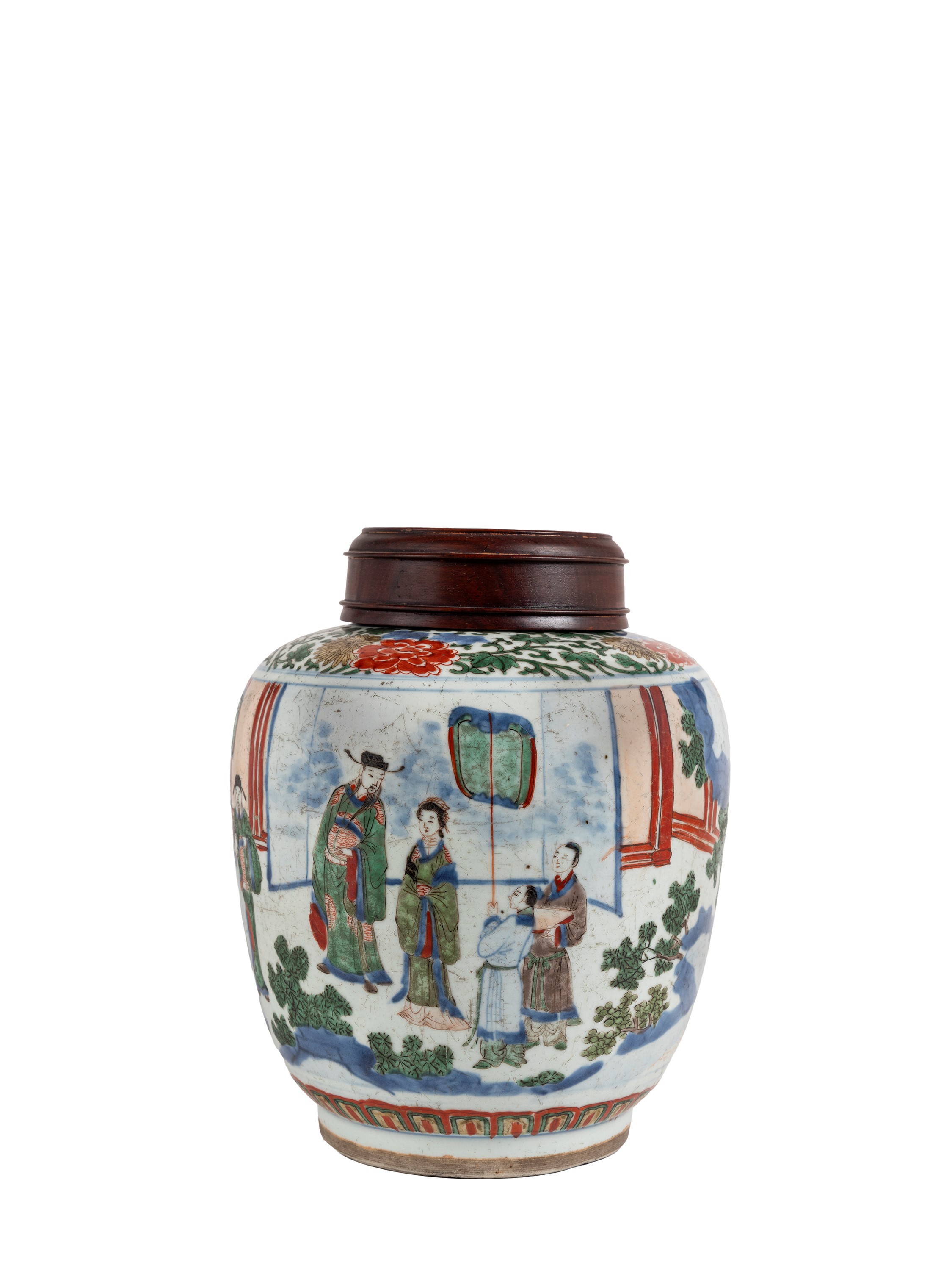 VASO IN PORCELLANA WUCAI CON COPERCHIO IN LEGNO
