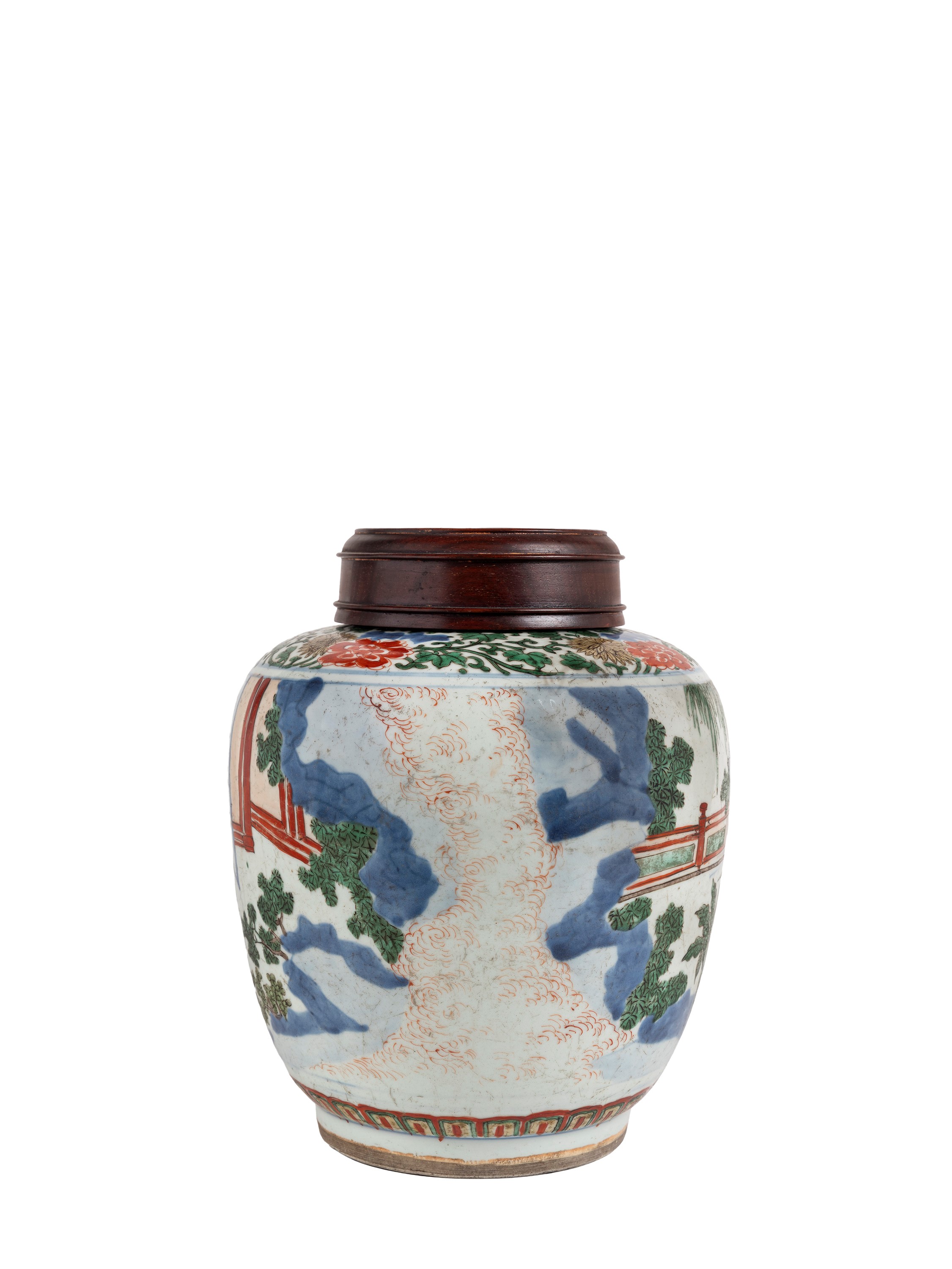 VASO IN PORCELLANA WUCAI CON COPERCHIO IN LEGNO