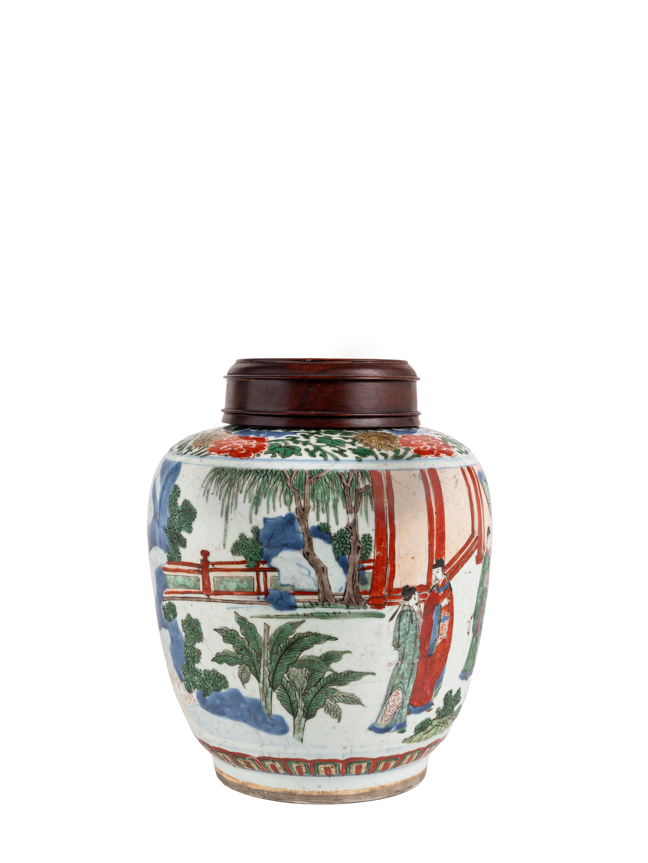 VASO IN PORCELLANA WUCAI CON COPERCHIO IN LEGNO