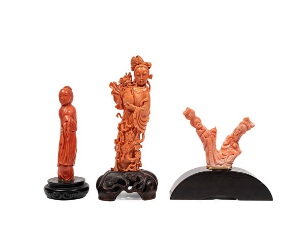 ☼THREE CORAL FIGURES