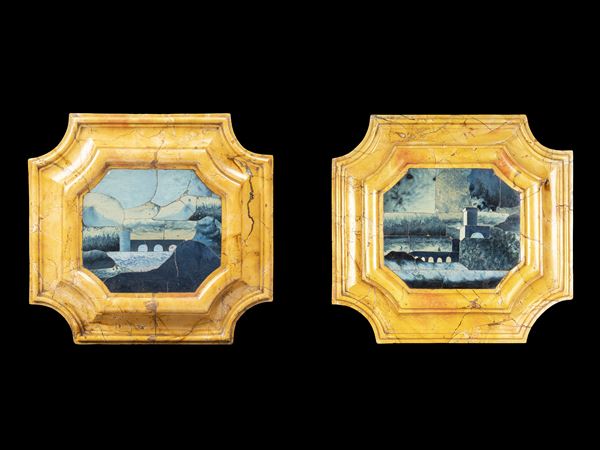 COPPIA DI COMPOSIZIONI DI DIVERSI MARMI