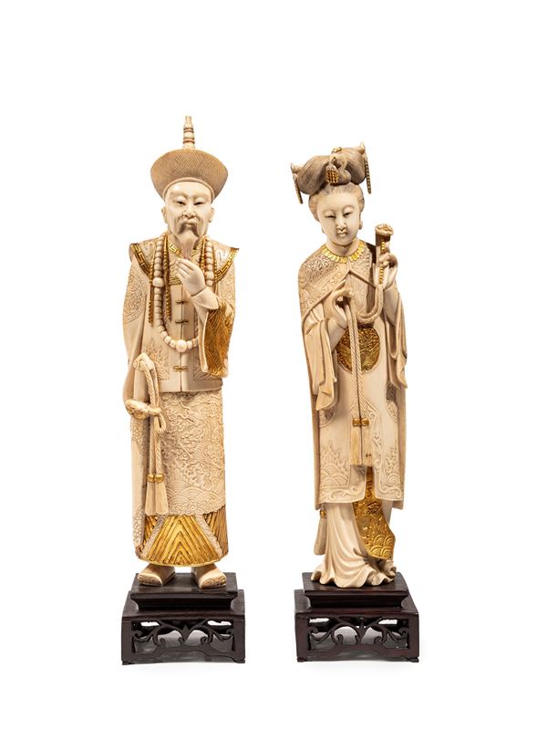 ☼PAIR OF IVORY FIGURES