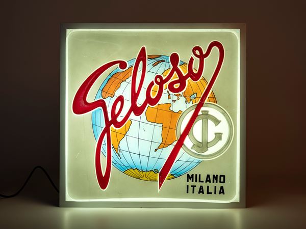 THERMOFORMED RELIEF ADVERTISING LIGHT-UP SIGN, RADIO GELOSO, MILAN, ITALY