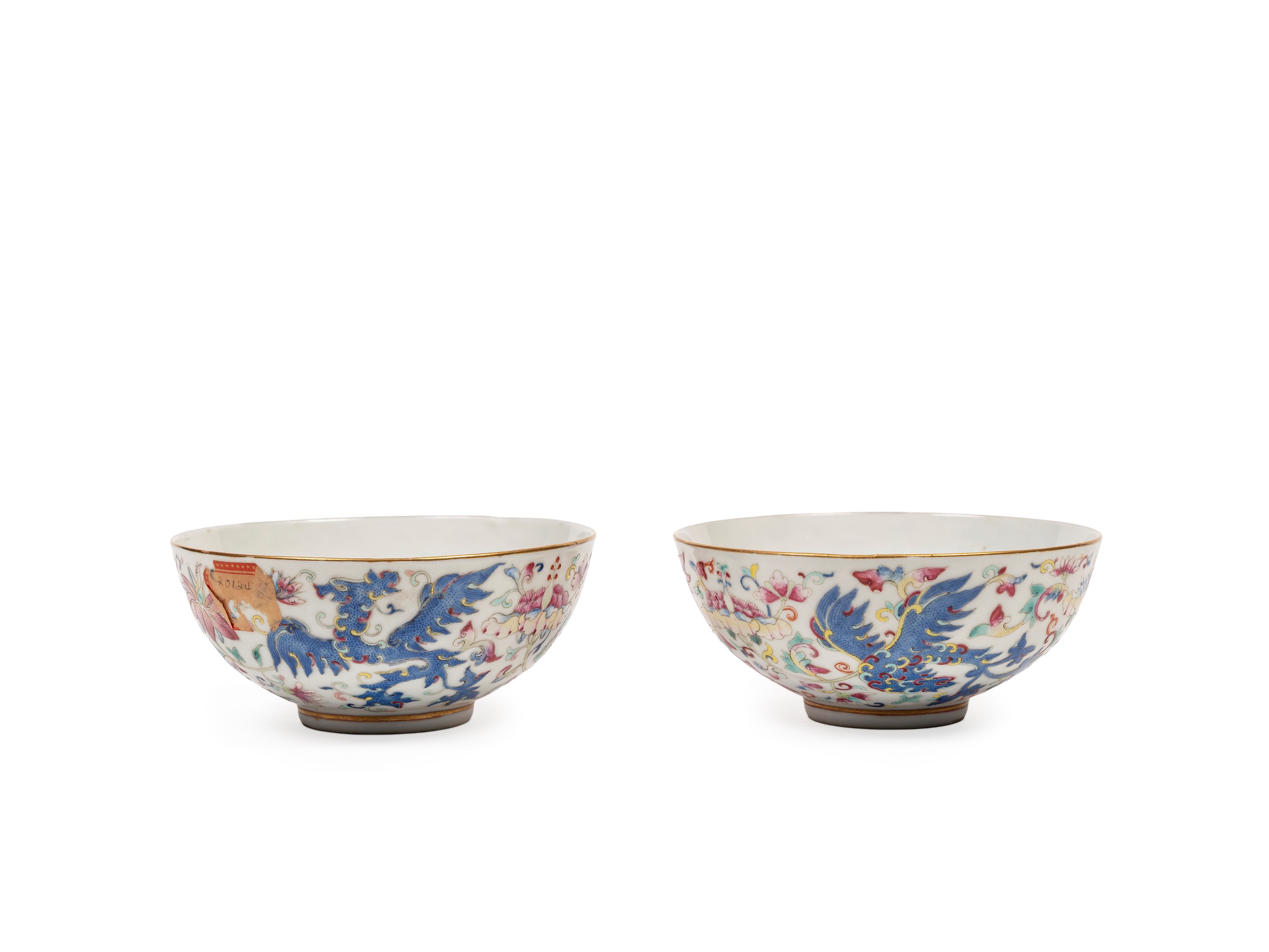 Ciotole in porcellana Famille rose, coppia, marcatura Guangxu (fine dinastia Qing/inizio Repubbli...