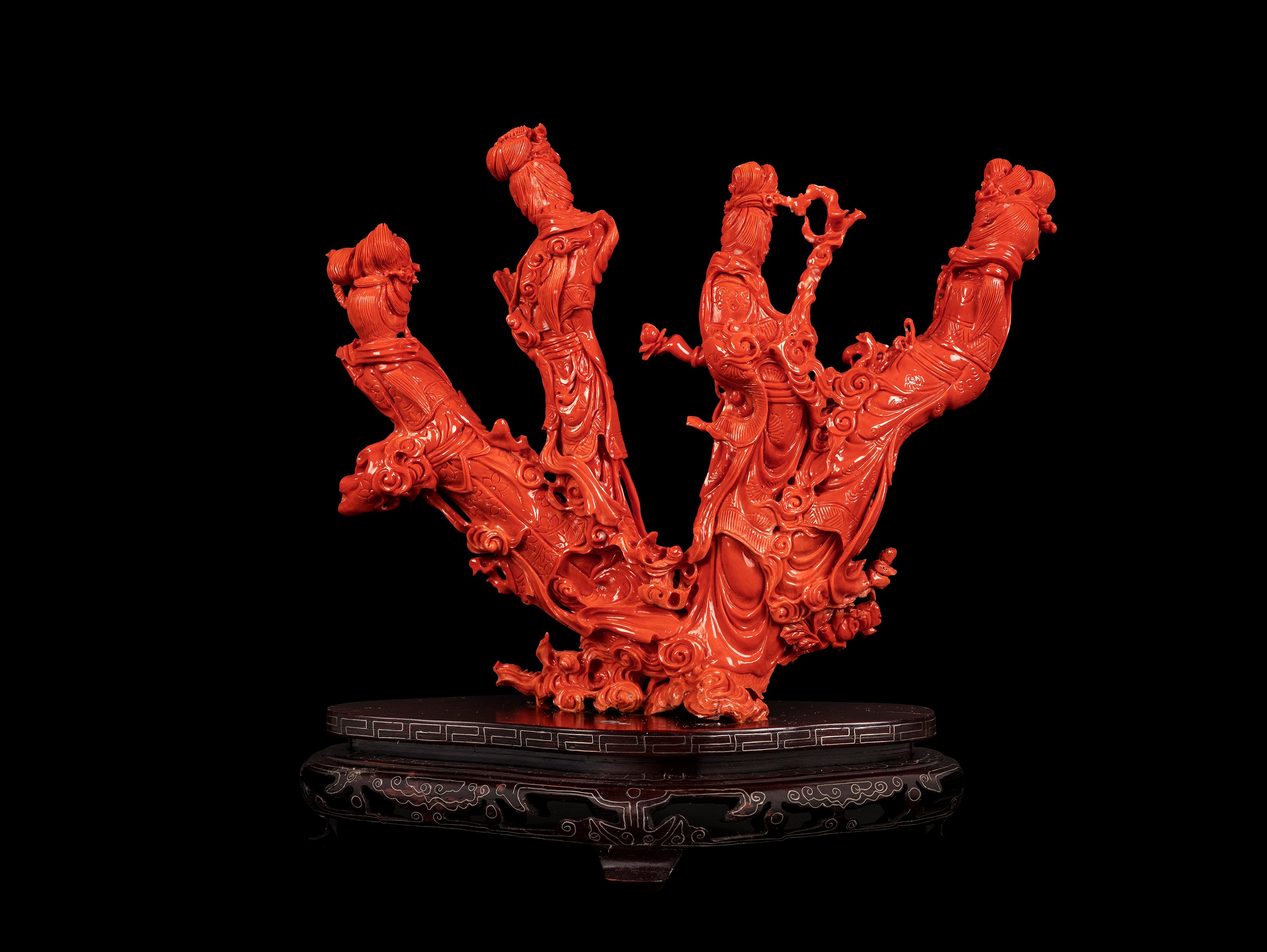 ☼GRANDE SCULTURA IN CORALLO ROSSO MOMO O CERASUOLO