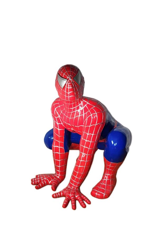 A CROUCHING SPIDERMAN RESIN STATUE