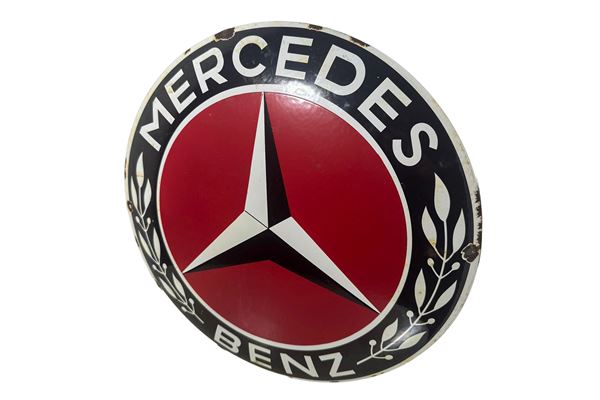 CONVEX ENAMELED MERCEDES-BENZ ADVERTISING PLAQUE