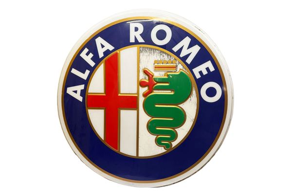 FRONT PANEL OF ALFA ROMEO AUTOMOBILE ADVERTISING SIGN