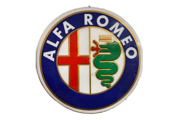 FRONT PANEL OF ALFA ROMEO AUTOMOBILE ADVERTISING SIGN
