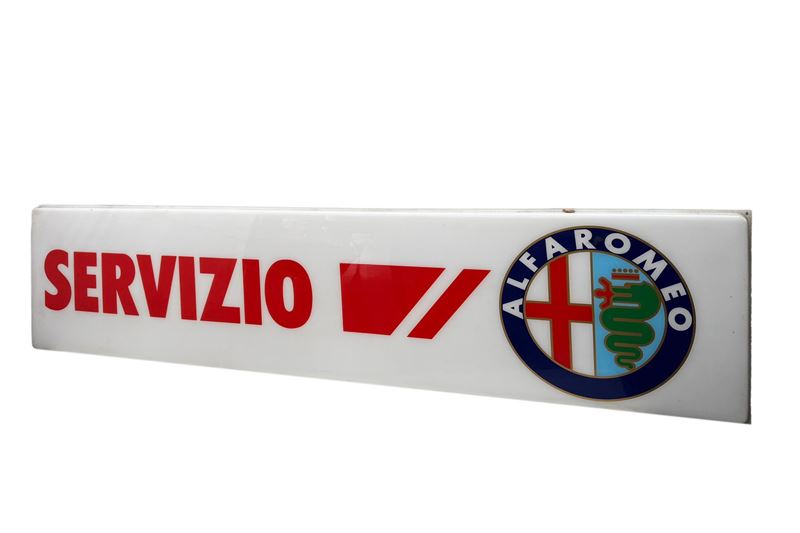FRONTALE DI INSEGNA PUBBLICITARIA AUTOMOBILI ALFA ROMEO SERVIZIO.