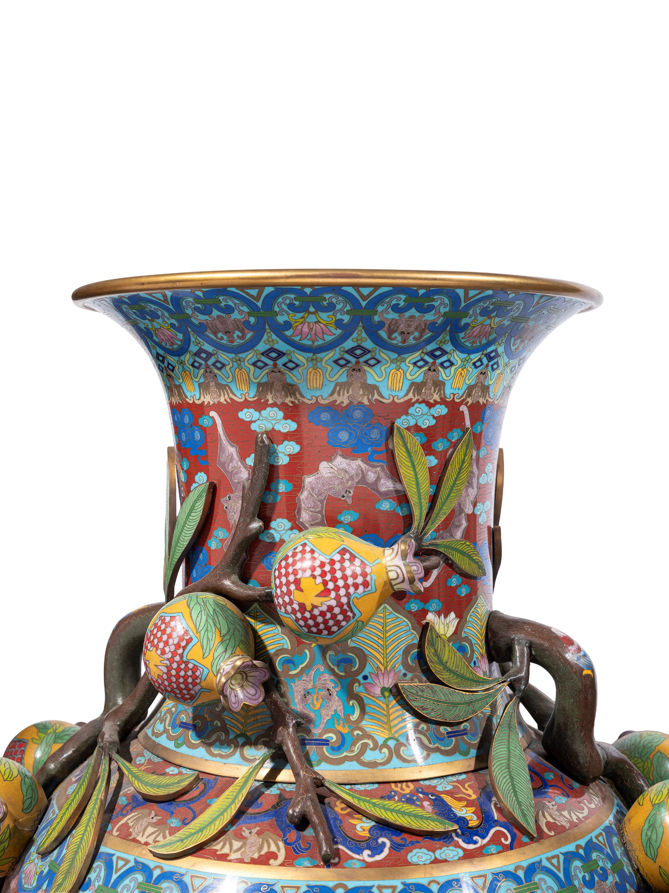 COPPIA DI GRANDI VASI IN SMALTO CLOISONNE