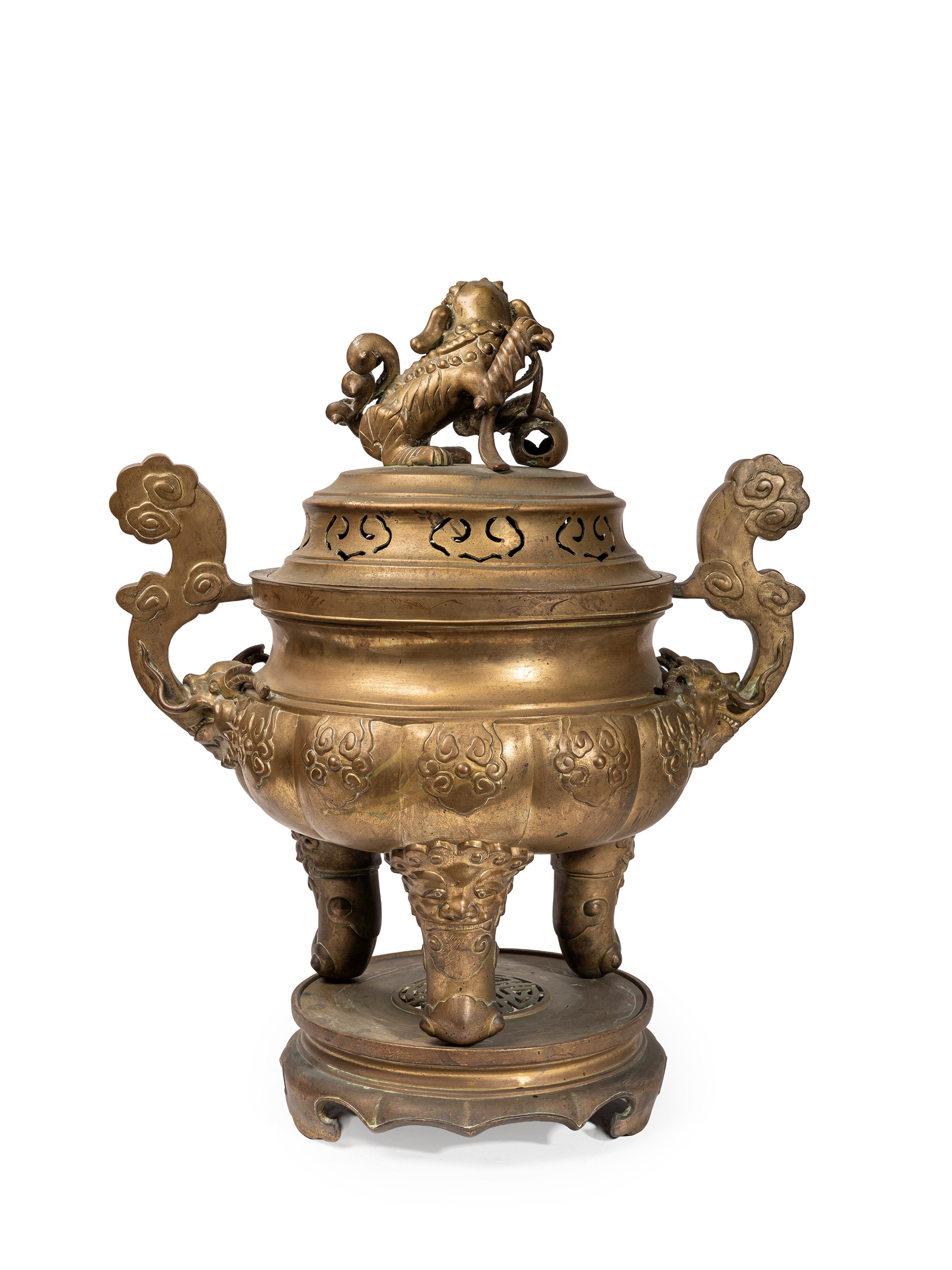 Vietnam, Grande incensiere tripode in bronzo, inizio XX secolo