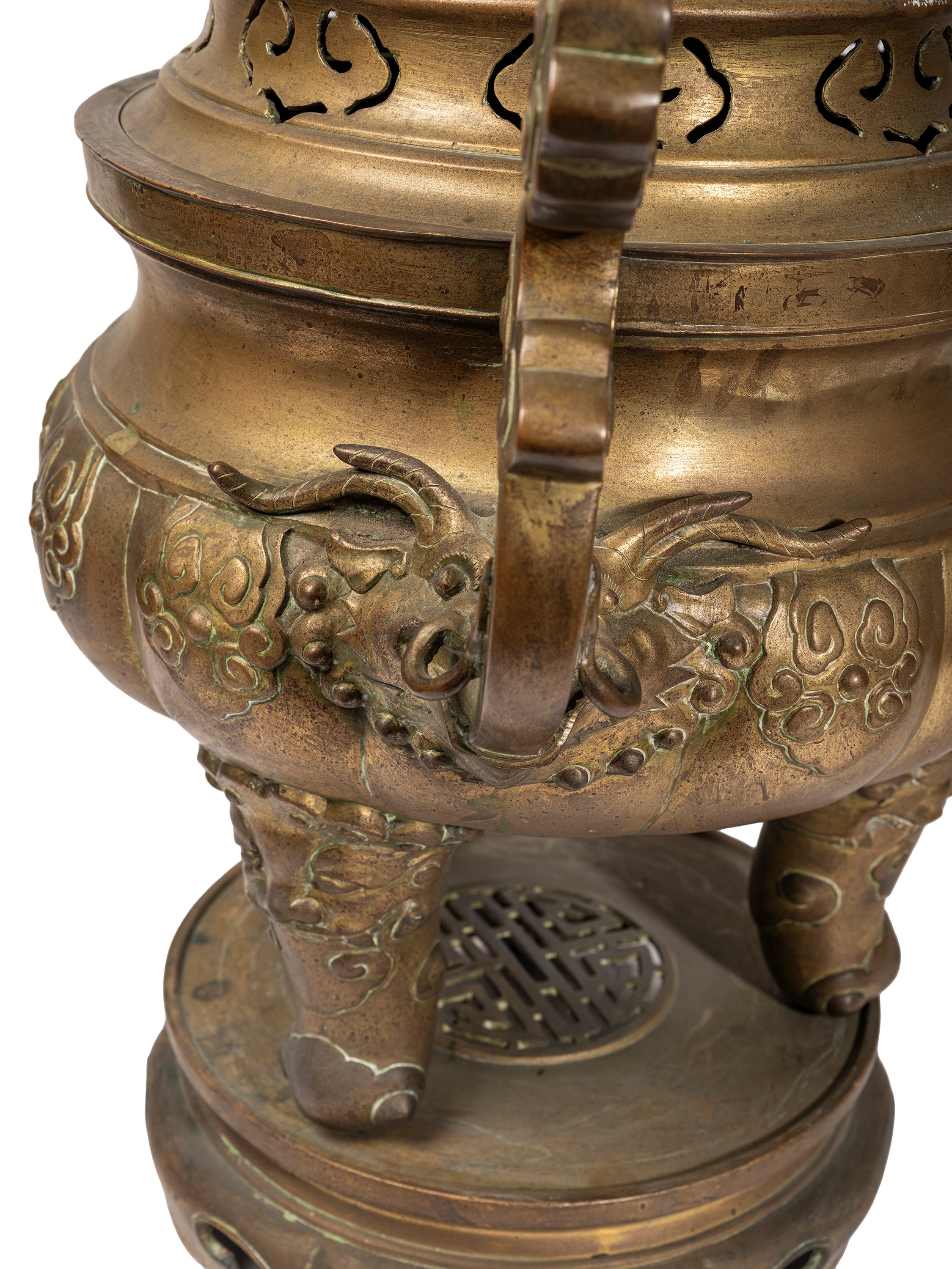Vietnam, Grande incensiere tripode in bronzo, inizio XX secolo