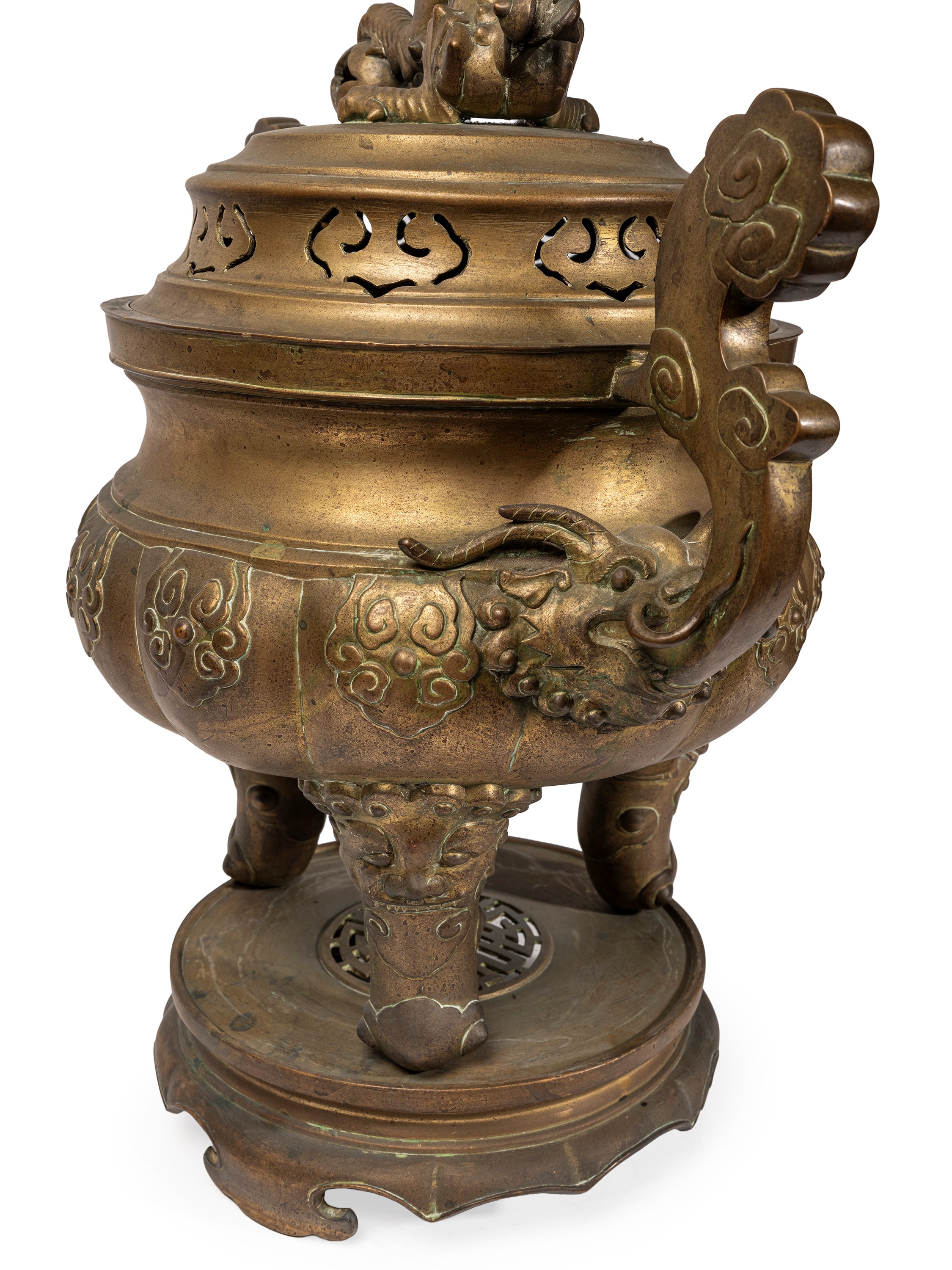 Vietnam, Grande incensiere tripode in bronzo, inizio XX secolo