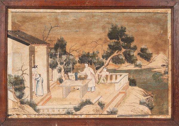 A PAINTING ON PAPER LAID ON PANEL