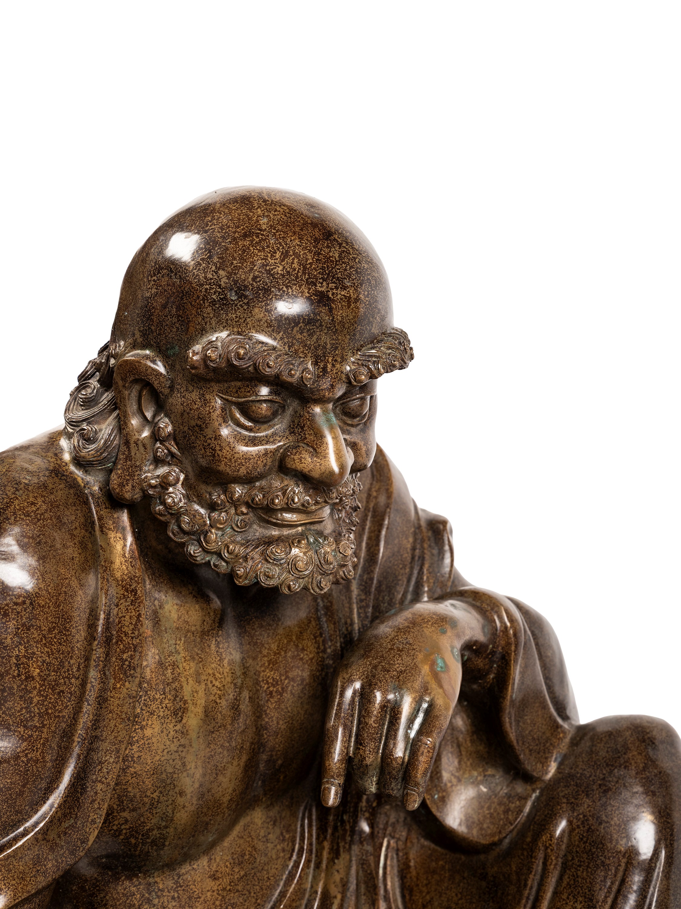 Scultura in bronzo, Luohan seduto in meditazione (Cina, XX secolo)
