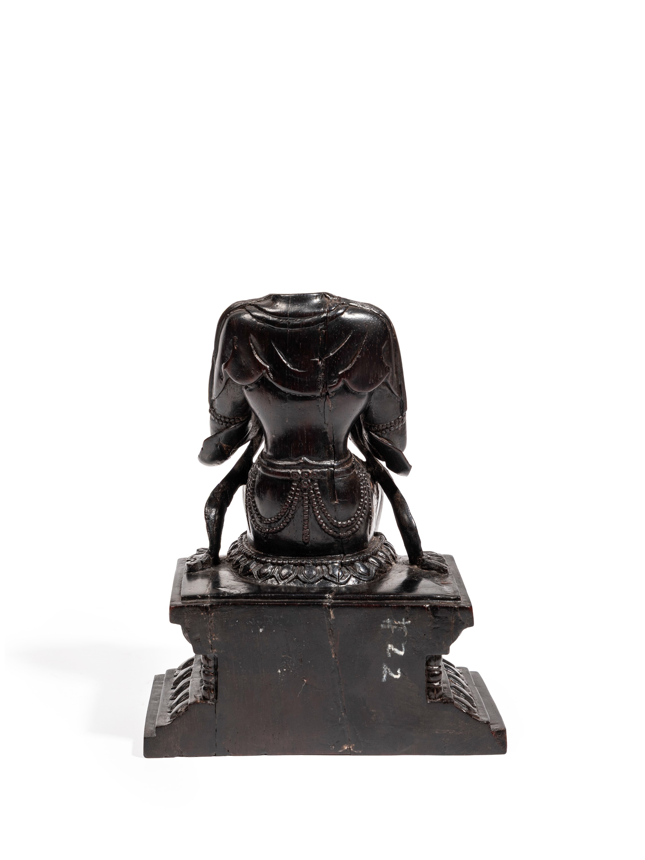 Cina, dinastia Qing (1644-1911), Figura in legno zitan raffigurante una divinità buddista seduta