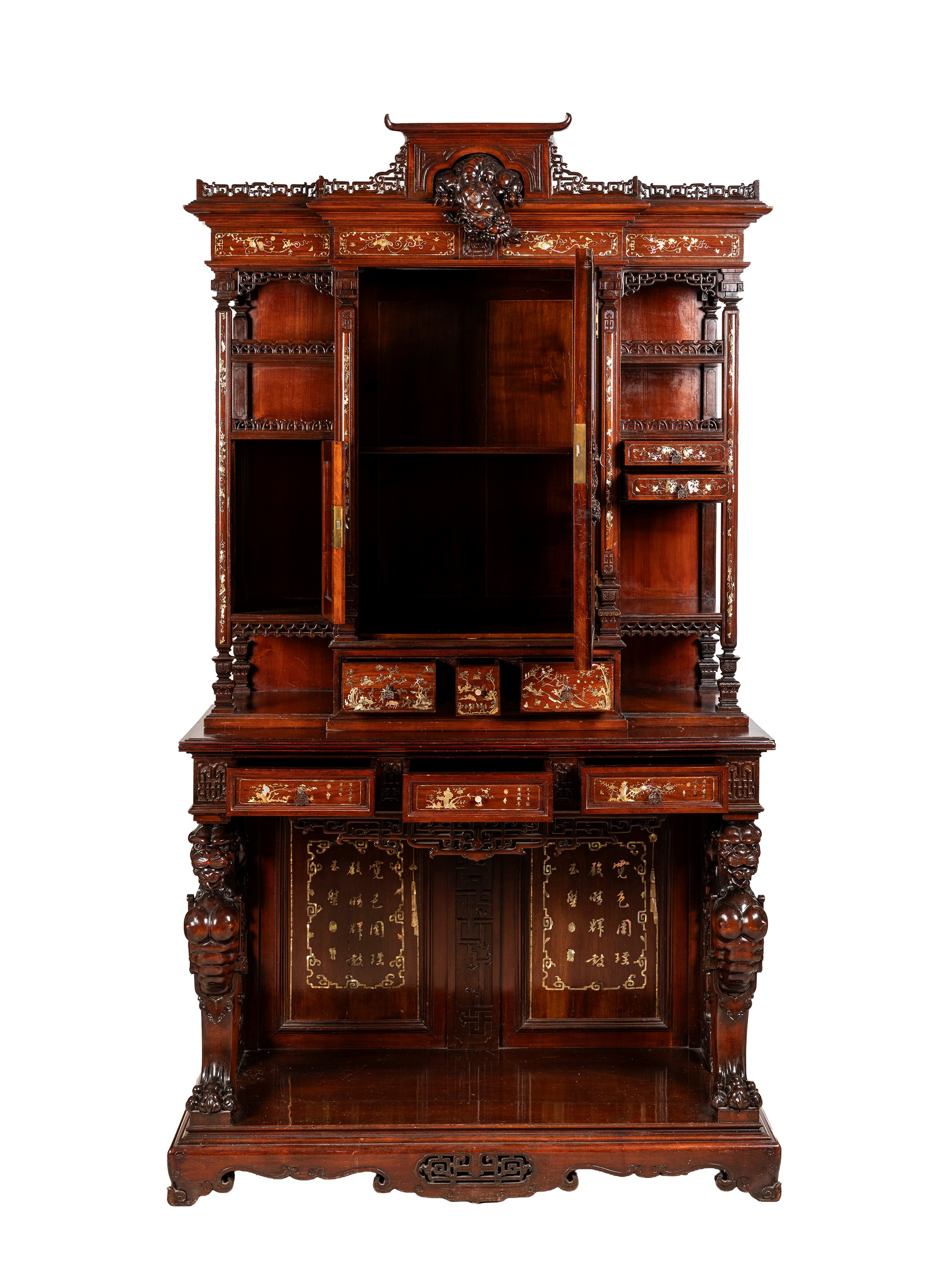Mobile in Legno con Intarsi Madreperla