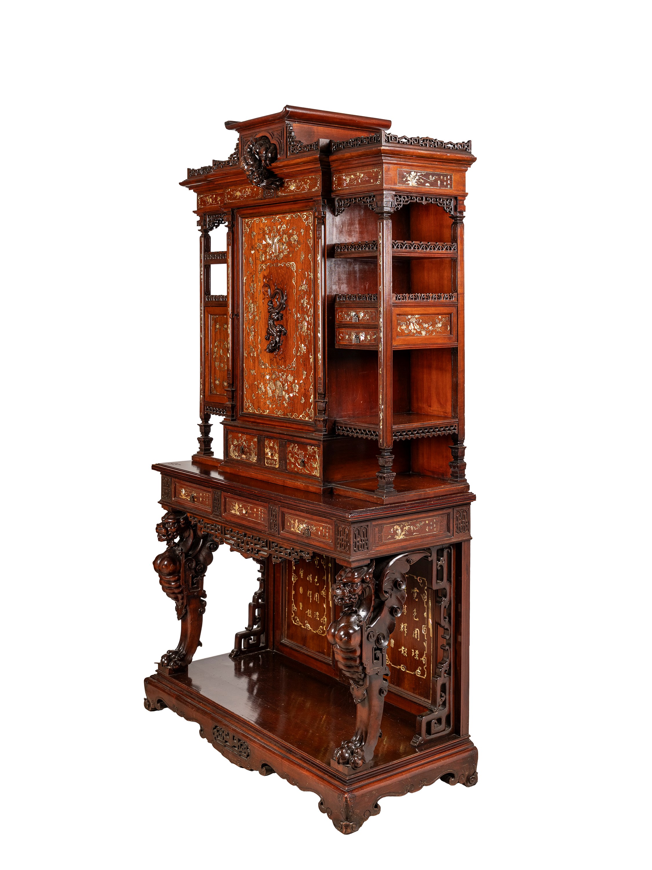 Mobile in Legno con Intarsi Madreperla