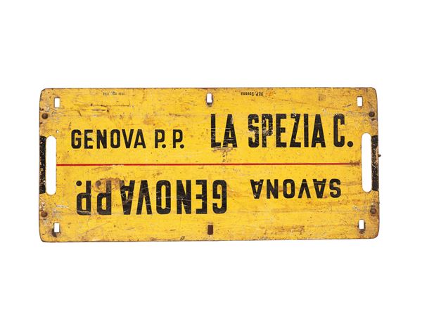 ORIGINAL TRAIN CAR ADVERTISING SIGN