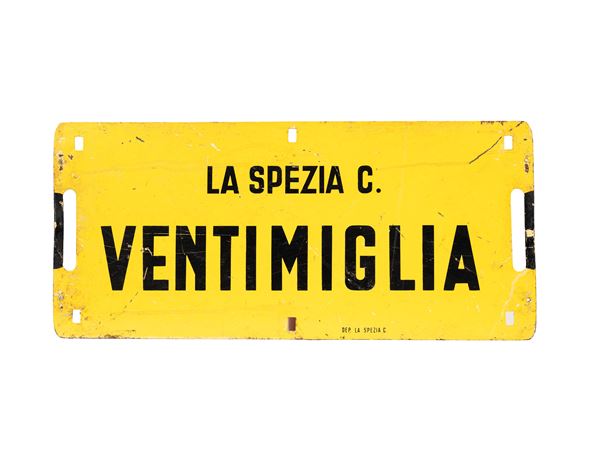 ORIGINAL TRAIN CAR ADVERTISING SIGN