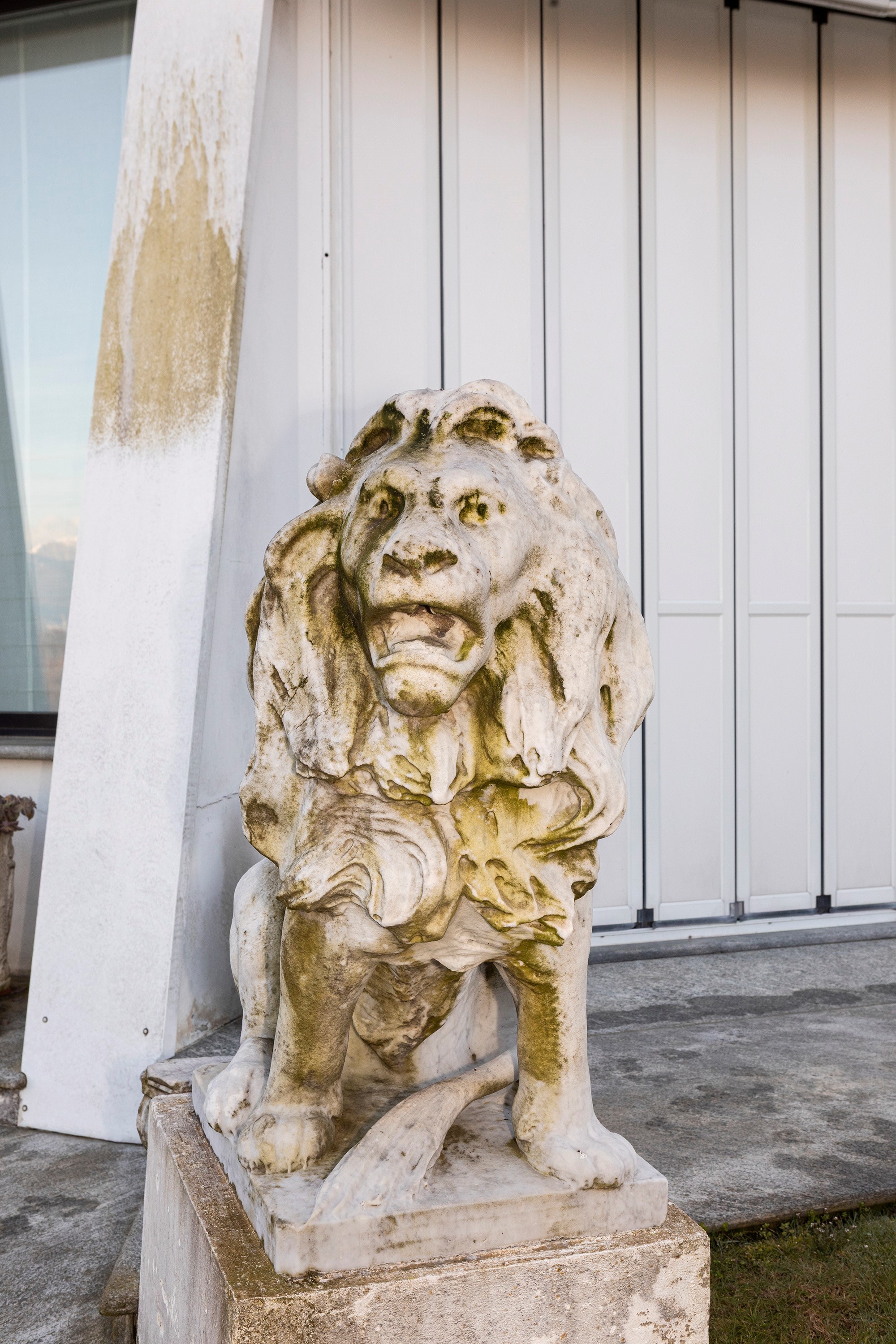 §COPPIA DI GRANDI LEONI IN MARMO