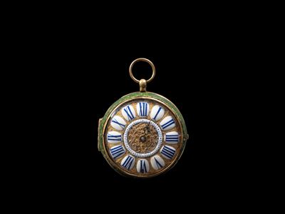 Oignon, Luigi XIV, Raro orologio da tavolo con quadrante in metallo dorato e movimento firmato Pi...