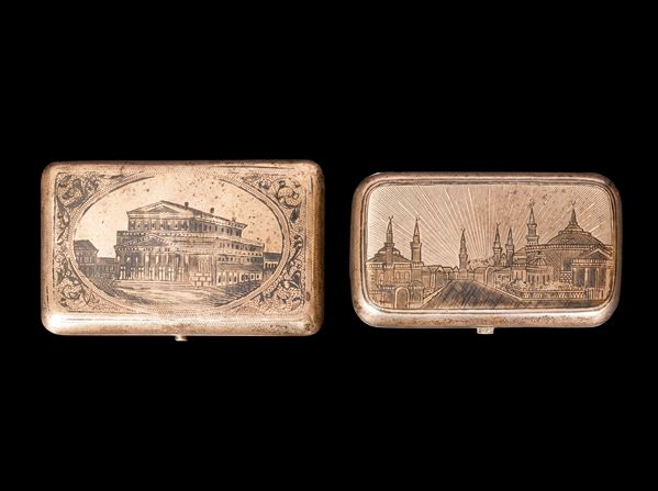DUE SCATOLE IN ARGENTO NIELLATO