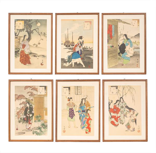 SIX UKIYO-E SCHOOL PRINTS  (Japan, Meiji period (1868–1912))  - Auction Interiors II - Marcopolo srl - Marcopolo Auction Milano