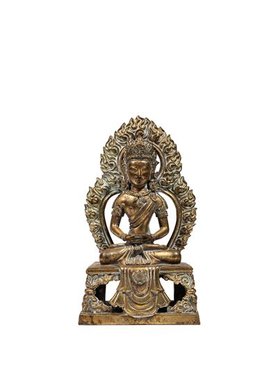 Buddha Amitayus, bronzo dorato con fiamma, Cina, periodo Qianlong (1770)