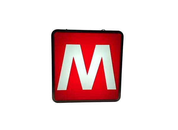 “M” ILLUMINATED SIGN, MILAN UNDERGROUND