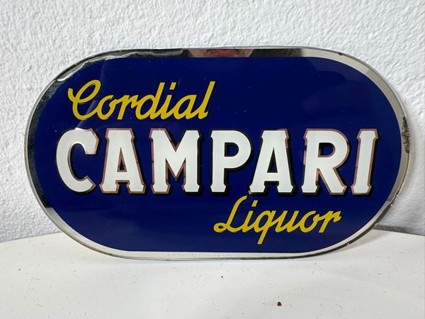 AN ORIGINAL BLUE VINTAGE 1950S CORDIAL CAMPARI LIQUOR WINDOW DECAL