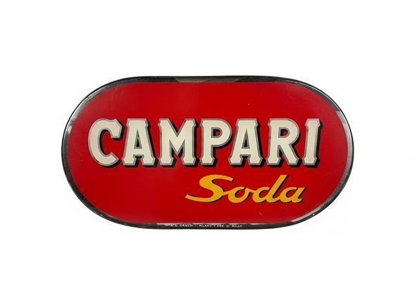 AN ORIGINAL RED VINTAGE 1950S CAMPARI SODA WINDOW DECAL