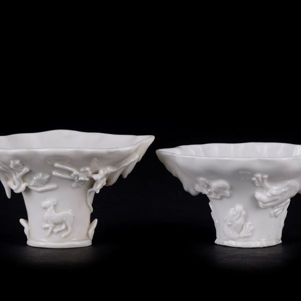 TWO DEHUA LIBATION CUPS