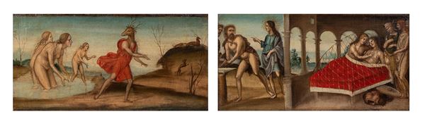 COPPIA DI DIPINTI RAFFIGURANTI SCENE BIBLICHE