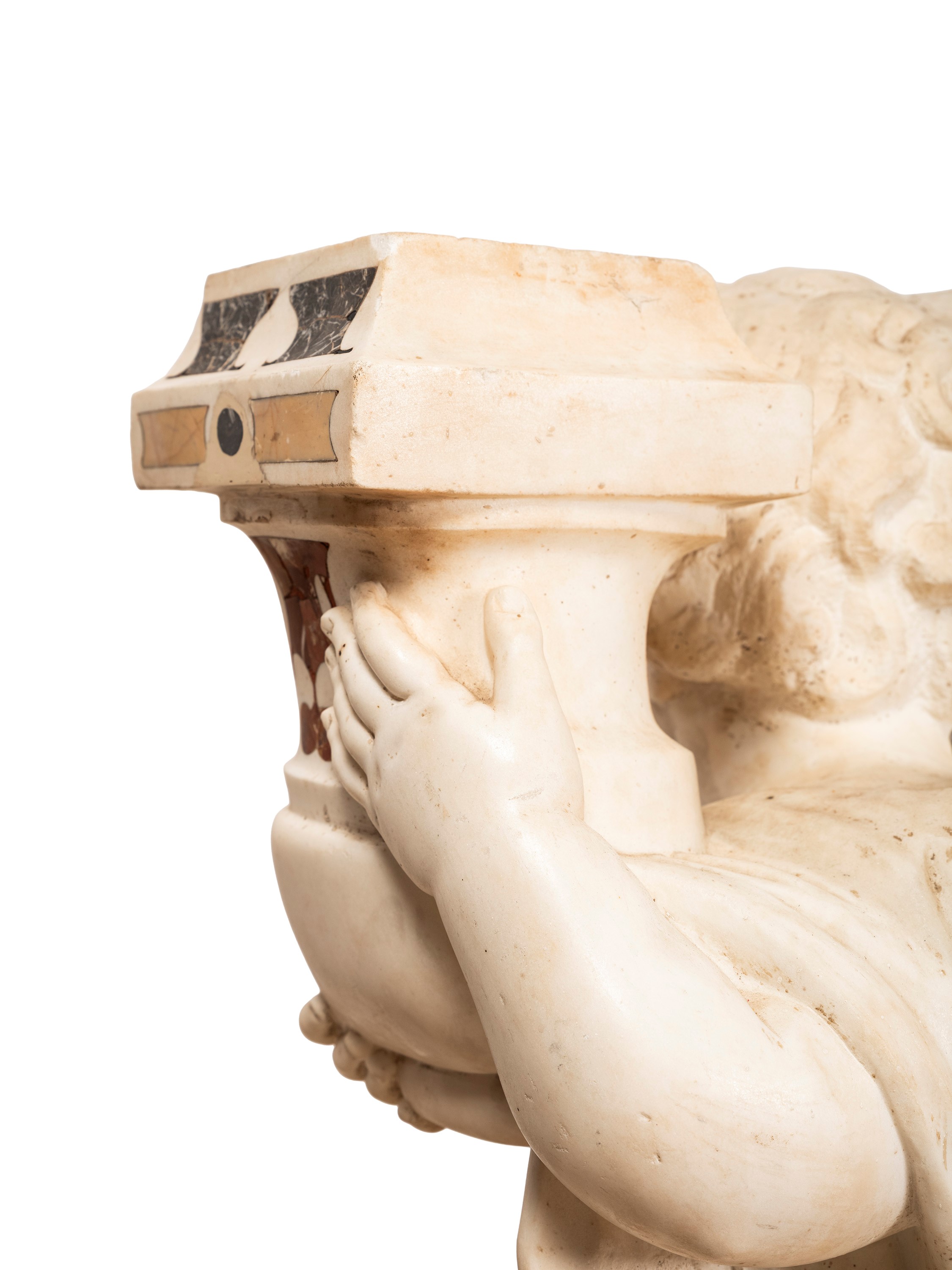 Ambito romano, Coppia di rari putti portacandele in marmo