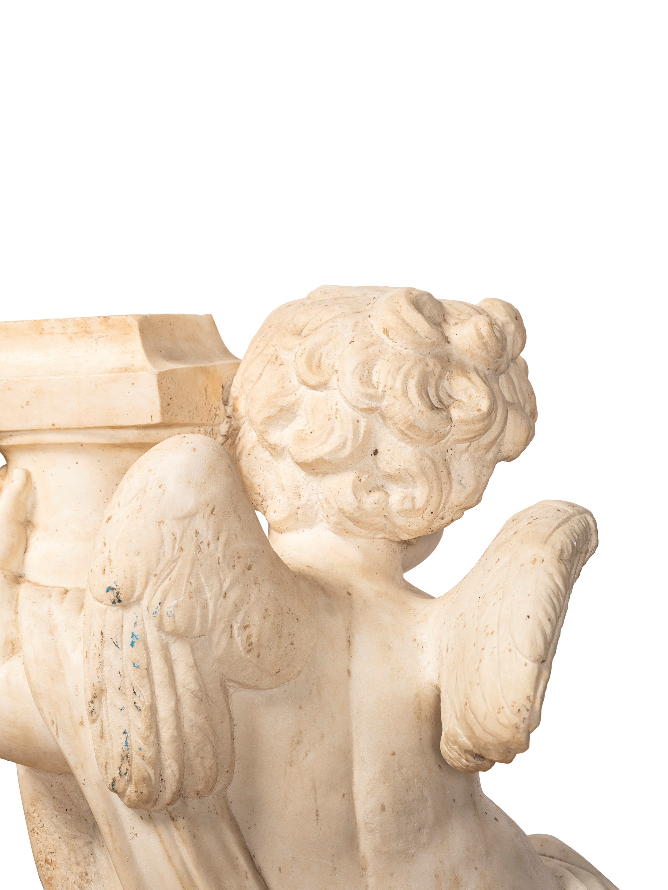 Ambito romano, Coppia di rari putti portacandele in marmo