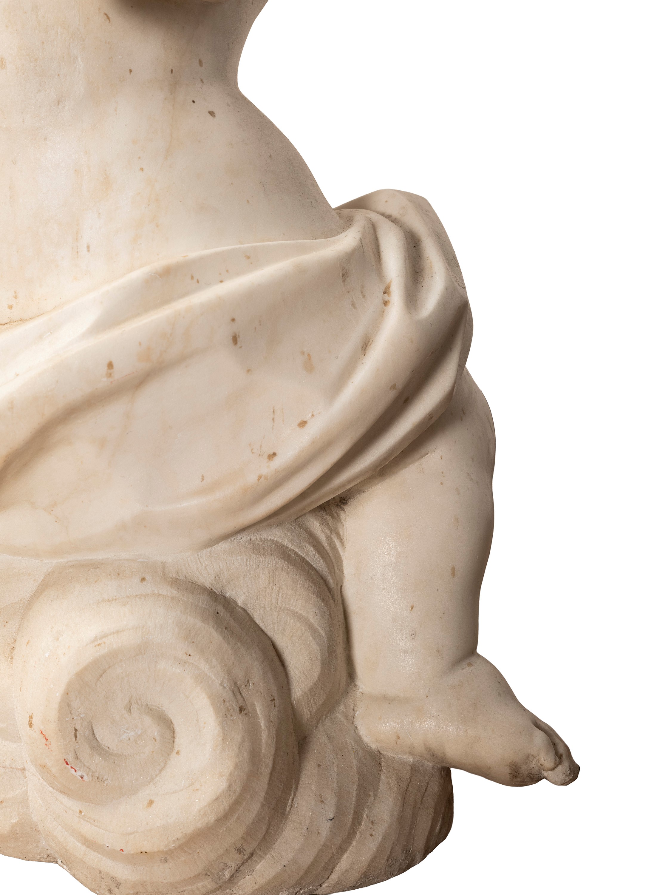 Ambito romano, Coppia di rari putti portacandele in marmo