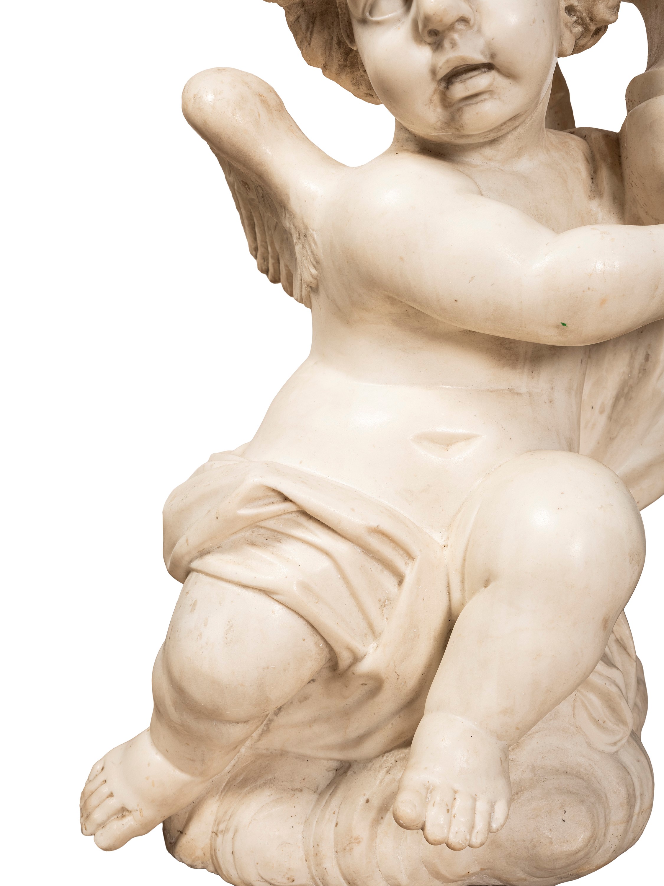 Ambito romano, Coppia di rari putti portacandele in marmo