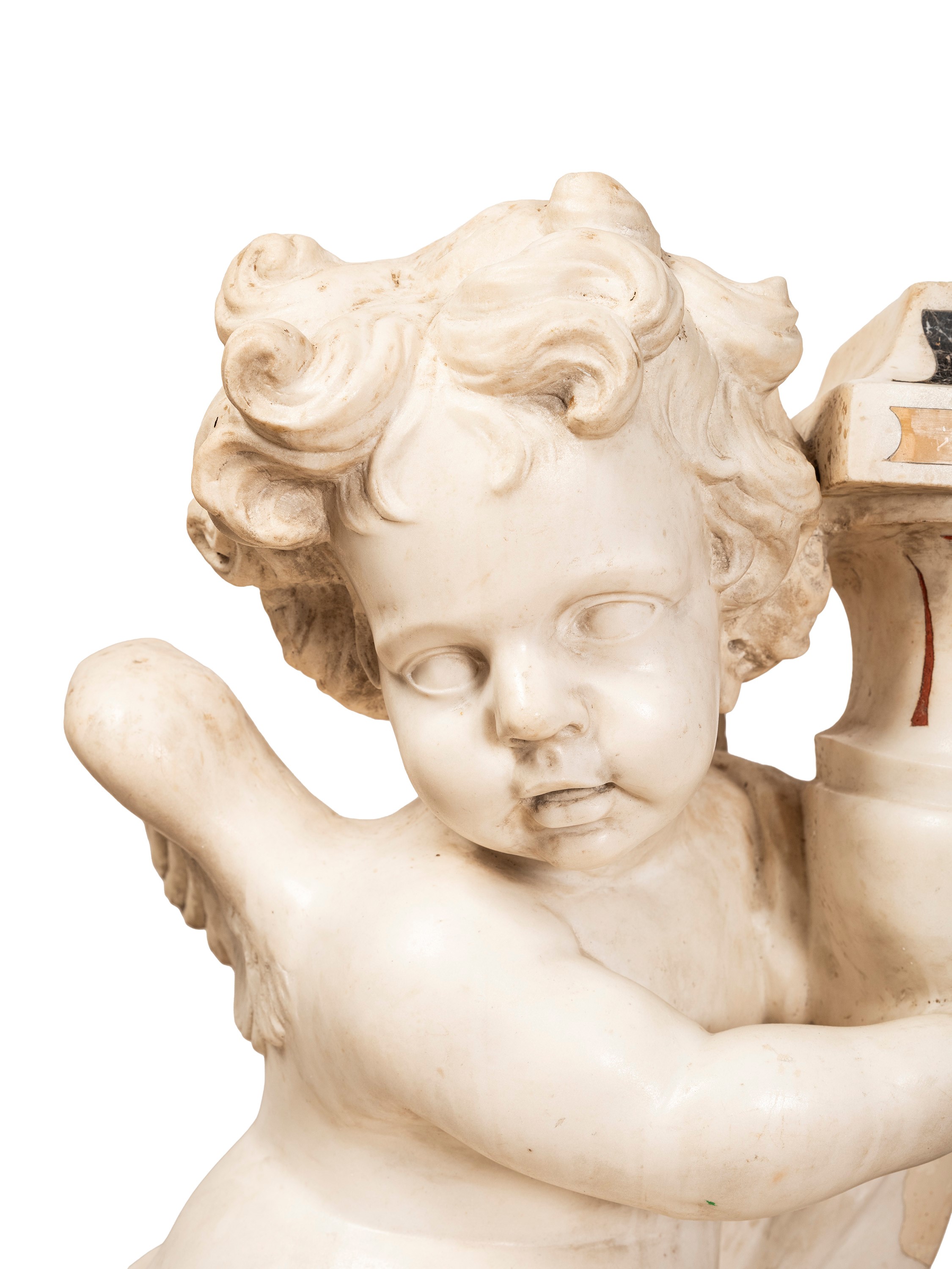 Ambito romano, Coppia di rari putti portacandele in marmo